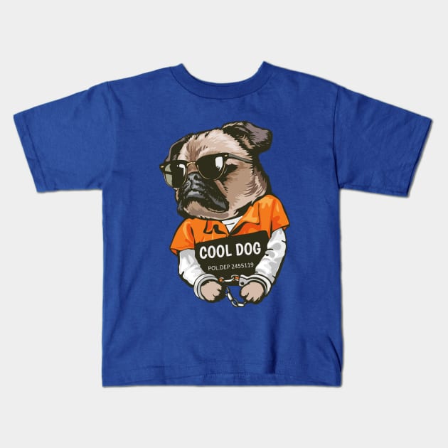 Pug dog in prison Kids T-Shirt by Mako Design 